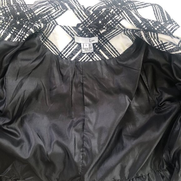 Luii Short Trench Coat Jacket Black White Plaid Size Large - Picture 6 of 12